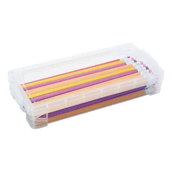 Pack of 8 - Pencil Box, Holds: 50+ pencils, 25+ pens, 20+ markers or 64 crayons, Measures 3.75" x 8.375"L x 1.625"H {6}
