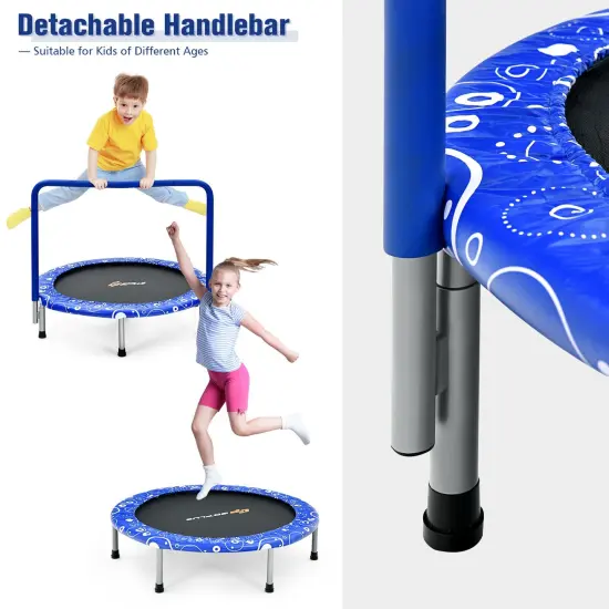 36 Inch Kids Trampoline Mini Rebounder with Full Covered Handrail Blue {5}