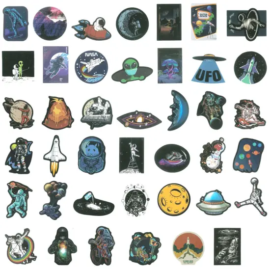 Wrapables Waterproof Vinyl Stickers for Water Bottles, Laptop, Phones, Skateboards, Decals for Teens, 80pcs Space Exploration {2}