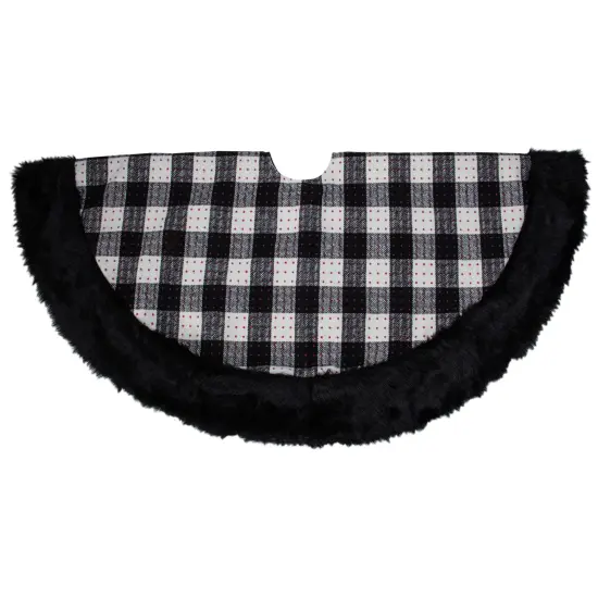 Northlight Buffalo Plaid Christmas Tree Skirt - 48" - Black and White {4}
