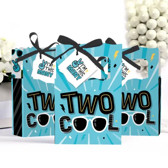 Big Dot of Happiness Two Cool - Boy - Blue 2nd Birthday Party Favor Boxes - Set of 12 {4}