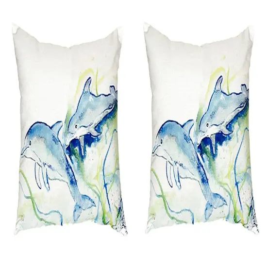 Pair of Betsy Drake Betsy’s Dolphins No Cord Pillows 16 Inch X 20 Inch {1}