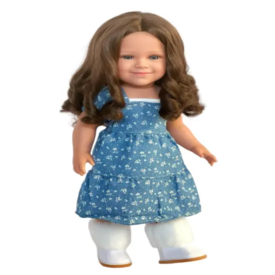 Shelby's Sweet Charm: 18-Inch Doll with Brown Curly Hair and Blue Eyes {1}
