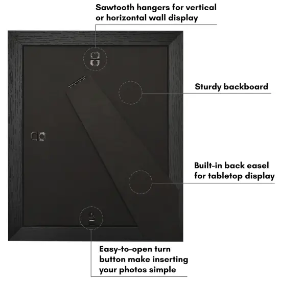 Americanflat Picture Frame with Wide Molding with Mat - Modern Wide Picture Frame - Plexiglass Cover - Hanging Hardware - Includes Easel {11}