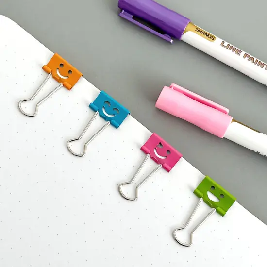 Wrapables Smiling Face Binder Clips for Office, Paper Clamps, Paper Clips Small {4}