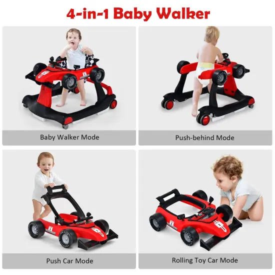 4-in-1 Foldable Activity Push Walker with Adjustable Height Yellow {7}