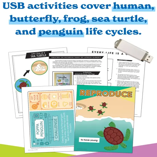 Carson Dellosa In A Flash Animal Life Cycle Instructional Resources&mdash;Flash Drive With Lessons, Journal, Templates, Posters, STEM Challenge, Life Cycle Charts, Animal E-Books, Grades K-2 (225 pgs) {2}