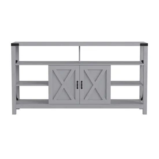 Merrick Lane Green River Media Console with Open and Closed Storage Coastal Gray {3}