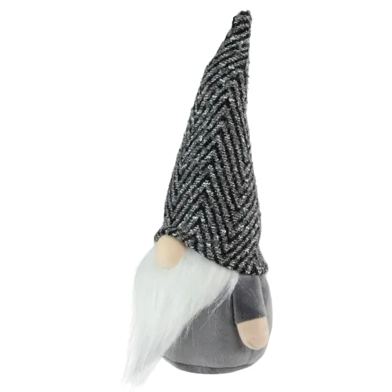 Northlight Standing Gnome with Chevron Hat Christmas Figure - 12" - Gray and White {4}