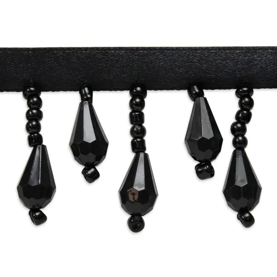 5 yards of Joanne Beaded Teardrop Fringe Trim | 5 yard cut Black {1}