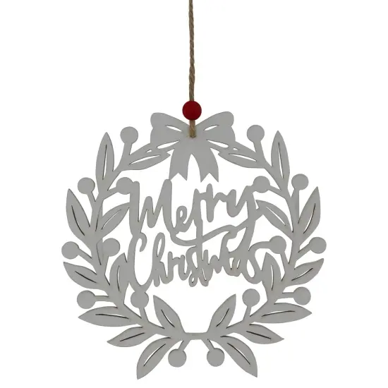 Northlight 8" White "Merry Christmas" Wreath Cutout Hanging Ornament {1}