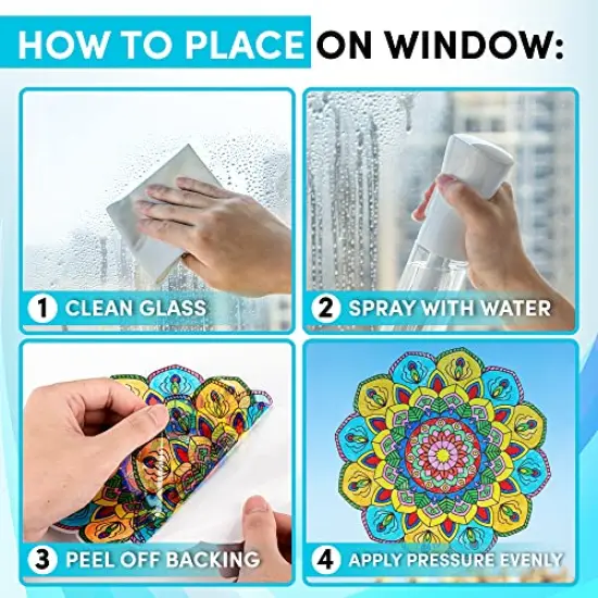 Stained Glass Mandala Art Kit - DIY Window Clings with Markers, 10 Suncatchers - Perfect Hobby for Adults, Kids, Teens & Seniors - Ideal Gift for Beginners, Women & Elderly {6}