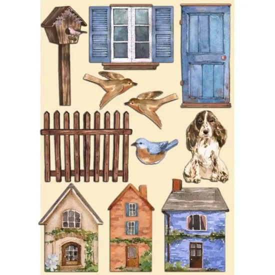 Stamperia Wooden Shapes A5-Create Happiness Welcome Home Houses {1}