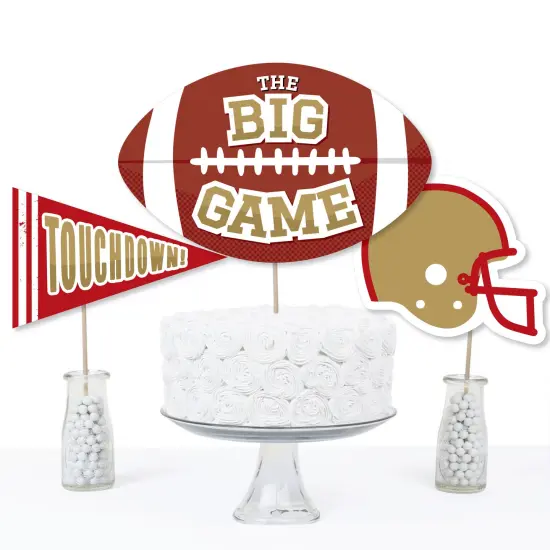 Big Dot of Happiness The Big Game - Red and Gold - Football Party Centerpiece Sticks - Table Toppers - Set of 15 {4}