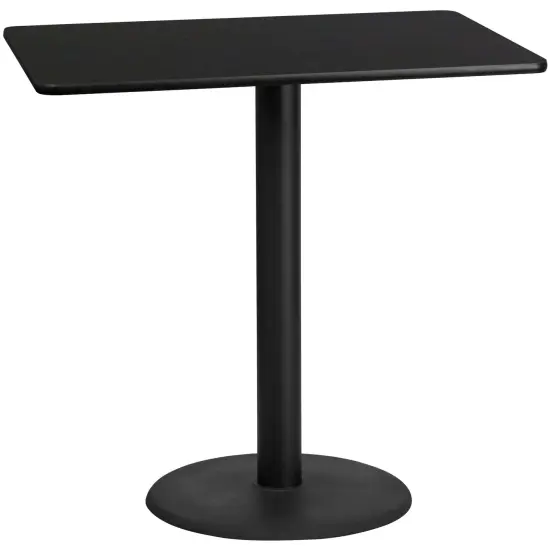 Emma and Oliver 30"x48" Rectangular Laminate Bar Table with 24" Round Base Black {1}