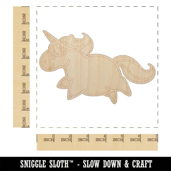 Chubby Unicorn Running Unfinished Wood Shape Piece Cutout for DIY Craft Projects {1}