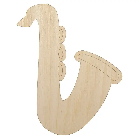 Saxophone Music Instrument Doodle Unfinished Wood Shape Piece Cutout for DIY Craft Projects {1}