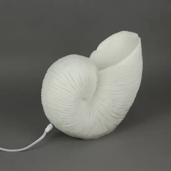 White Sandstone Finish Frilled Nautilus Shell Accent Lamp 10 Inches High {7}