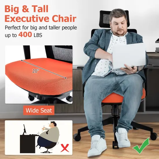 Costway Mesh Office Chair Big Tall Ergonomic Executive Chair Height Adjustable 400 lbs {4}