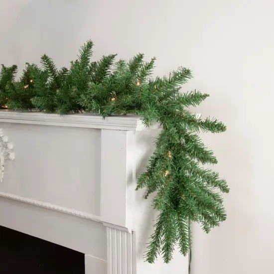 Northlight Pre-Lit Winona Fir Artificial Christmas Garland - 9' x 12" - Clear Lights Green {3}