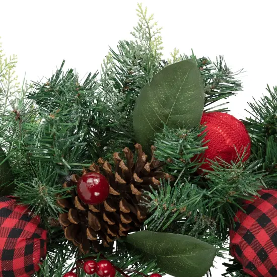 Northlight 6' Green Pine Artificial Christmas Garland with Plaid Ornaments and Bows {4}
