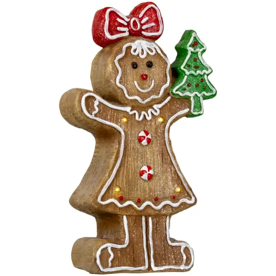 Northlight LED Lighted Gingerbread Girl Christmas Figurine - 15.25" Brown {7}