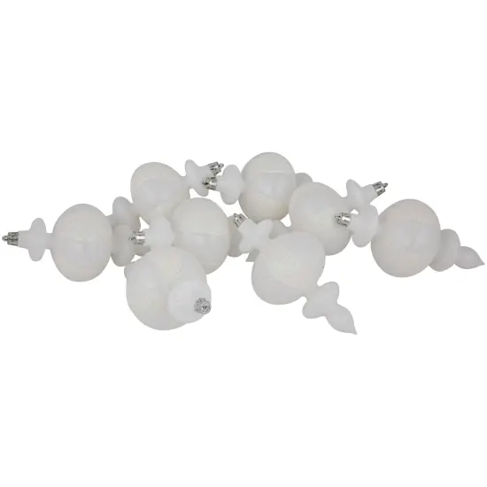Northlight 8-Count White Shatterproof Finial Christmas Ornaments, 6" {1}