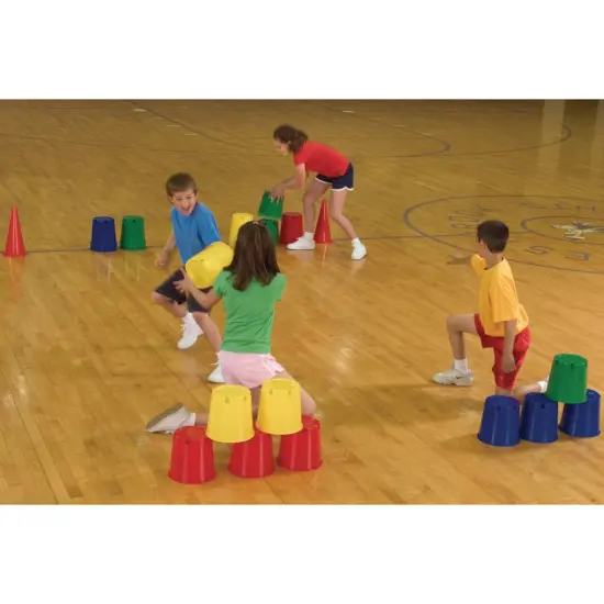 S&S Worldwide Large Stacking Buckets.Includes 12 Plastic Buckets, 2 Each in 6 Colors.8" H X 8-1/2" Top Diameter. Use for Storage, Toss Targets or Speed Stacking Games. {3}