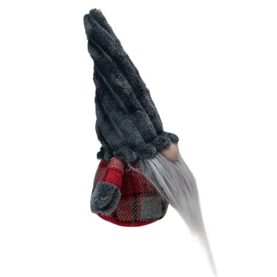 Northlight Plush Plaid Standing Christmas Gnome - 9" - Red and Gray {4}