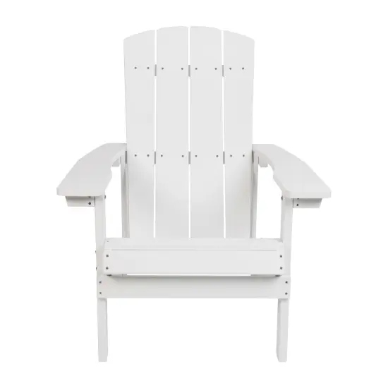 Merrick Lane Set of 2 Riviera Adirondack Patio Chairs With Vertical Lattice Back And Weather Resistant Frame White {3}