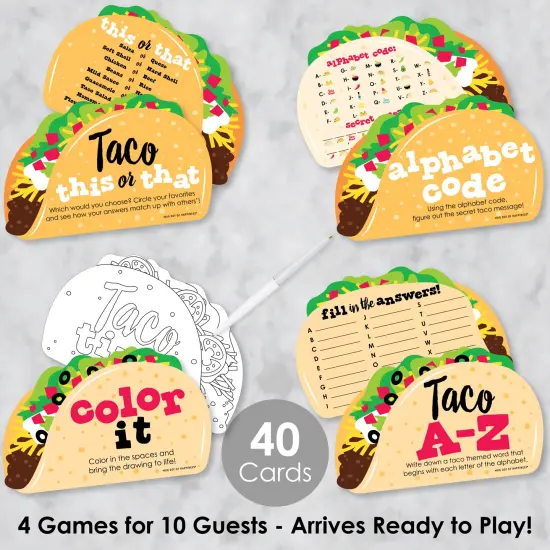 Big Dot of Happiness Taco 'Bout Fun - 4 Mexican Fiesta Games - 10 Cards Each - Gamerific Bundle {3}