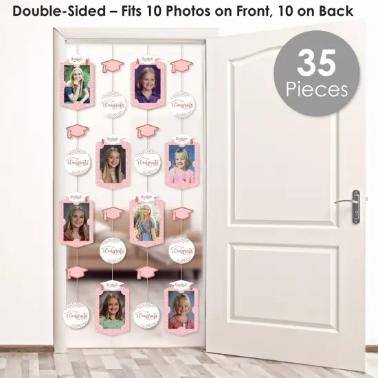 Big Dot of Happiness Rose Gold Graduation Party Vertical Photo Garland 35 Pieces {3}