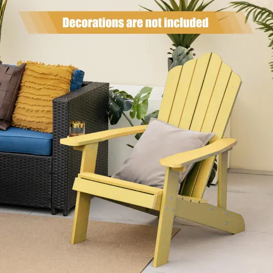Weather Resistant HIPS Outdoor Adirondack Chair with Cup Holder Yellow {3}