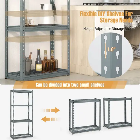 Costway 1/2/3/4 PCS 4-Tier Metal Shelving Unit Heavy Duty Wire Storage Rack with Anti-slip Foot Pads Grey {5}
