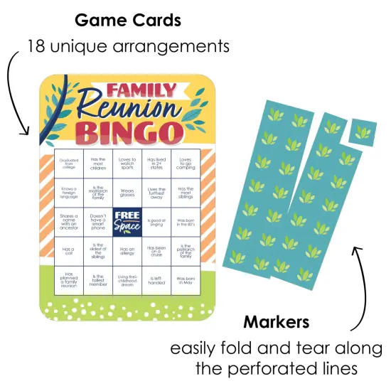 Big Dot of Happiness Colorful Family Reunion - Bingo Cards and Markers - Family Gathering Party Bingo Game - Set of 18 {3}