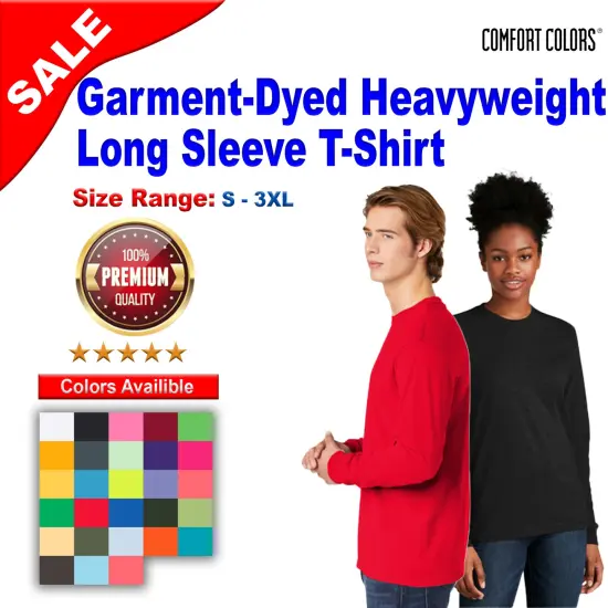 Comfort Colors&reg; Garment-Dyed Heavyweight Long Sleeve T-Shirt Crimson {2}