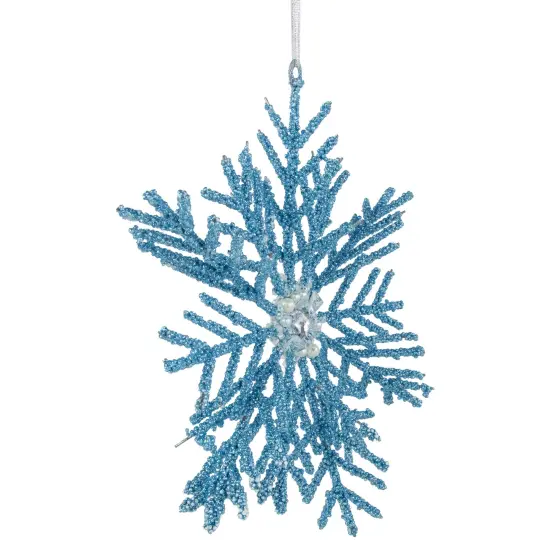 Northlight Glittered Snowflake Metal Christmas Ornament - 10" - Blue {6}