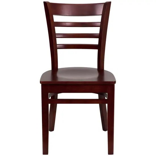 Emma and Oliver Ladder Back Wooden Restaurant Dining Chair Mahogany/Mahogany {2}