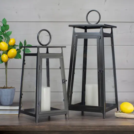 Melrose 20" Brown Rustic Candle Lantern With a Latch Hook Lock Tabletop Decor {3}