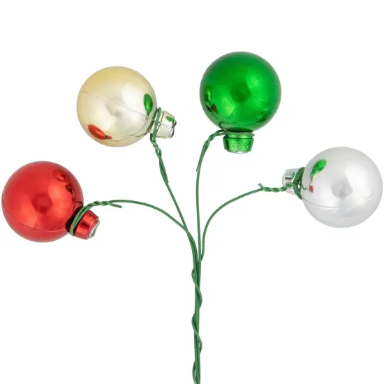 Northlight Shatterproof Ball Ornament Christmas Pick - 6.75" - Traditional Colors Multi {7}