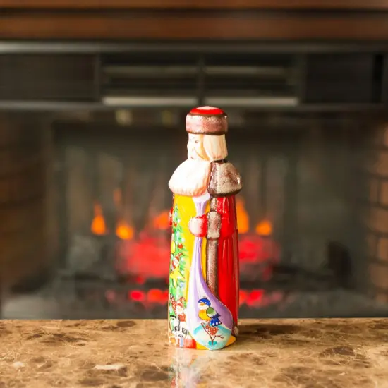 Christmas Tree with Gifts Hand Carved Wooden Santa Figurine 7.25 Inches {6}