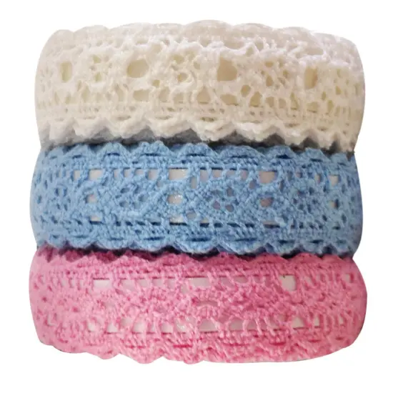 Wrapables Decorative Lace Tape (Set of 3) Pink, Blue, White {2}