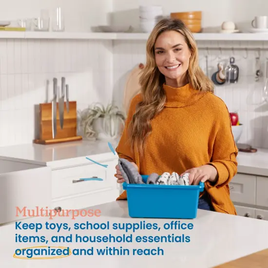 Scoop Front Storage Bins, Multipurpose Organization, 10-Pack French Blue {3}