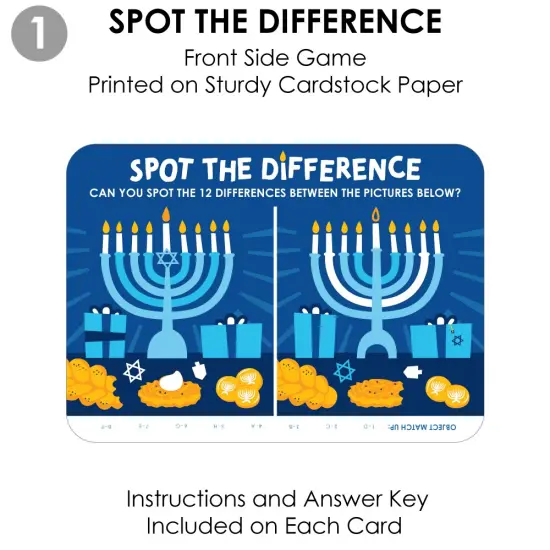 Big Dot of Happiness Hanukkah Menorah - 2-in-1 Chanukah Holiday Party Cards - Activity Duo Games - Set of 20 {7}