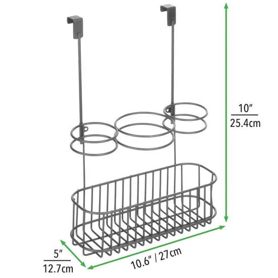 mDesign Steel Over Cabinet Door Hair Care/Styling Tool Storage Basket {3}