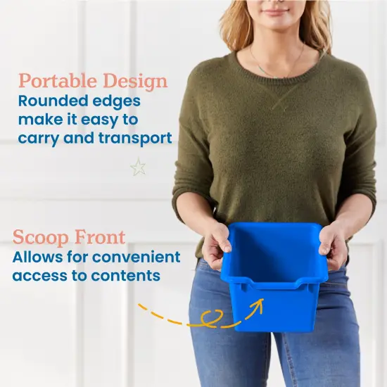 Scoop Front Storage Bins, Multipurpose Organization, 15-Pack Blue {4}