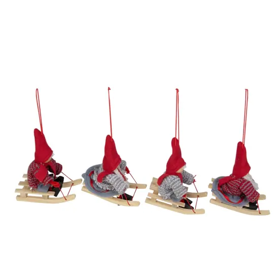 Northlight Holiday Kids on Sleds Christmas Ornaments - 4" - Set of 4 Red {5}