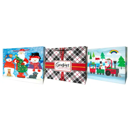 Lindy Bowman Pack of 3 Large Assorted Christmas Gift Bags with Rope Handle Multi {3}