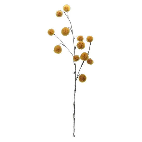 Napco 31&rdquo; Mustard Yellow Pom Pom Artificial Christmas Spray Gold {1}