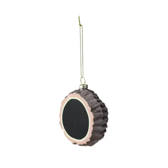 Melrose Round Chalkboard Tree Stump Glass Christmas Ornament - 3.5" Brown {3}